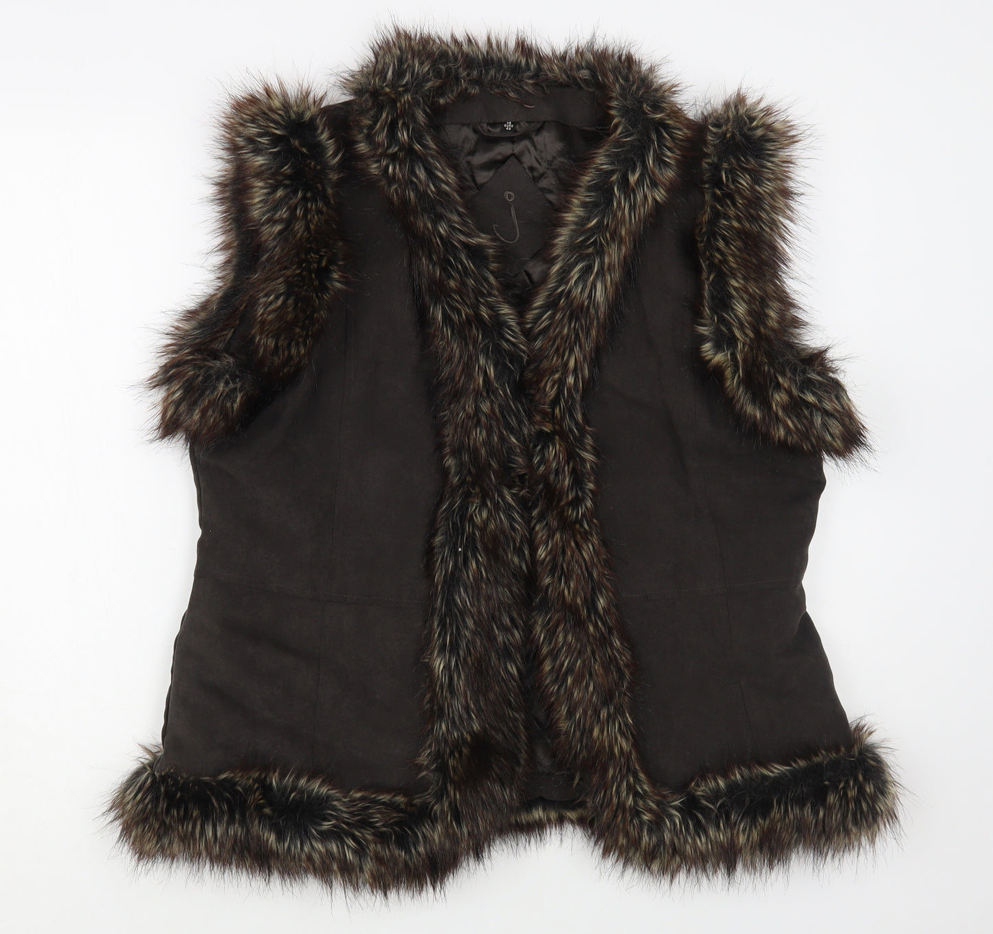 Preworn Womens Brown Gilet Waistcoat Size 14 Hook & Eye