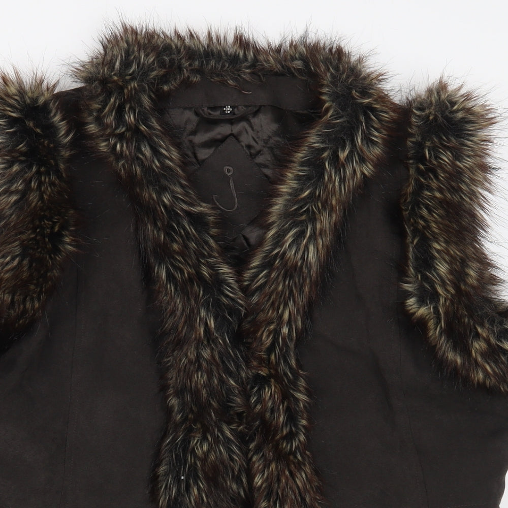 Preworn Womens Brown Gilet Waistcoat Size 14 Hook & Eye