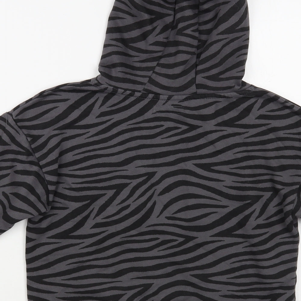 Primark Girls Grey Animal Print Cotton Pullover Hoodie Size 7-8 Years Pullover