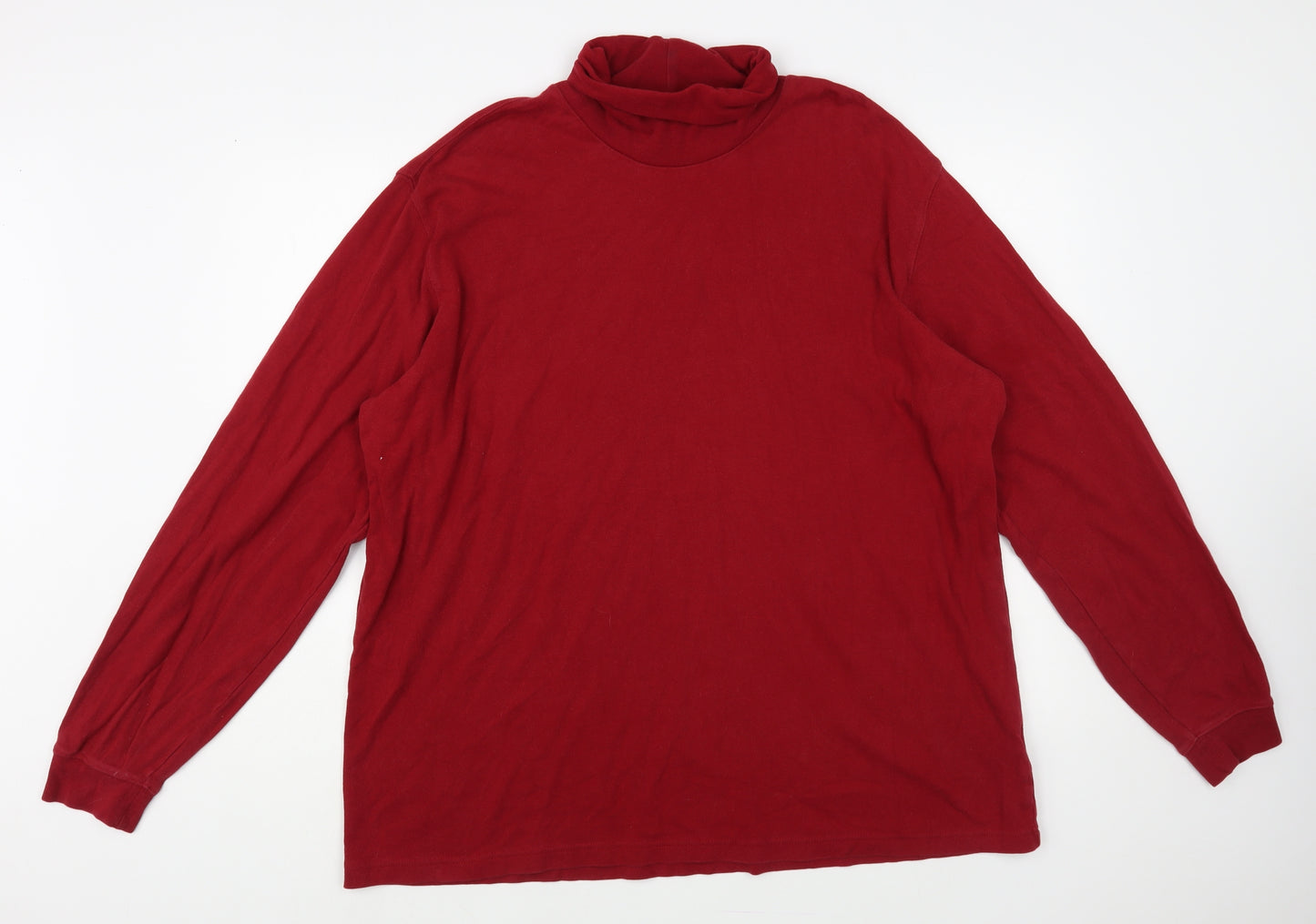 Preworn Mens Red Cotton T-Shirt Size XL Roll Neck