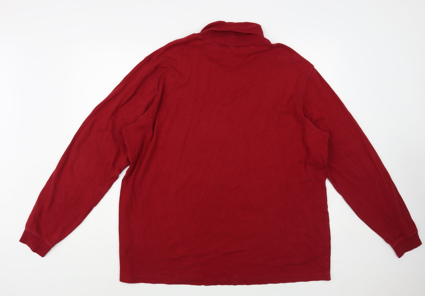 Preworn Mens Red Cotton T-Shirt Size XL Roll Neck