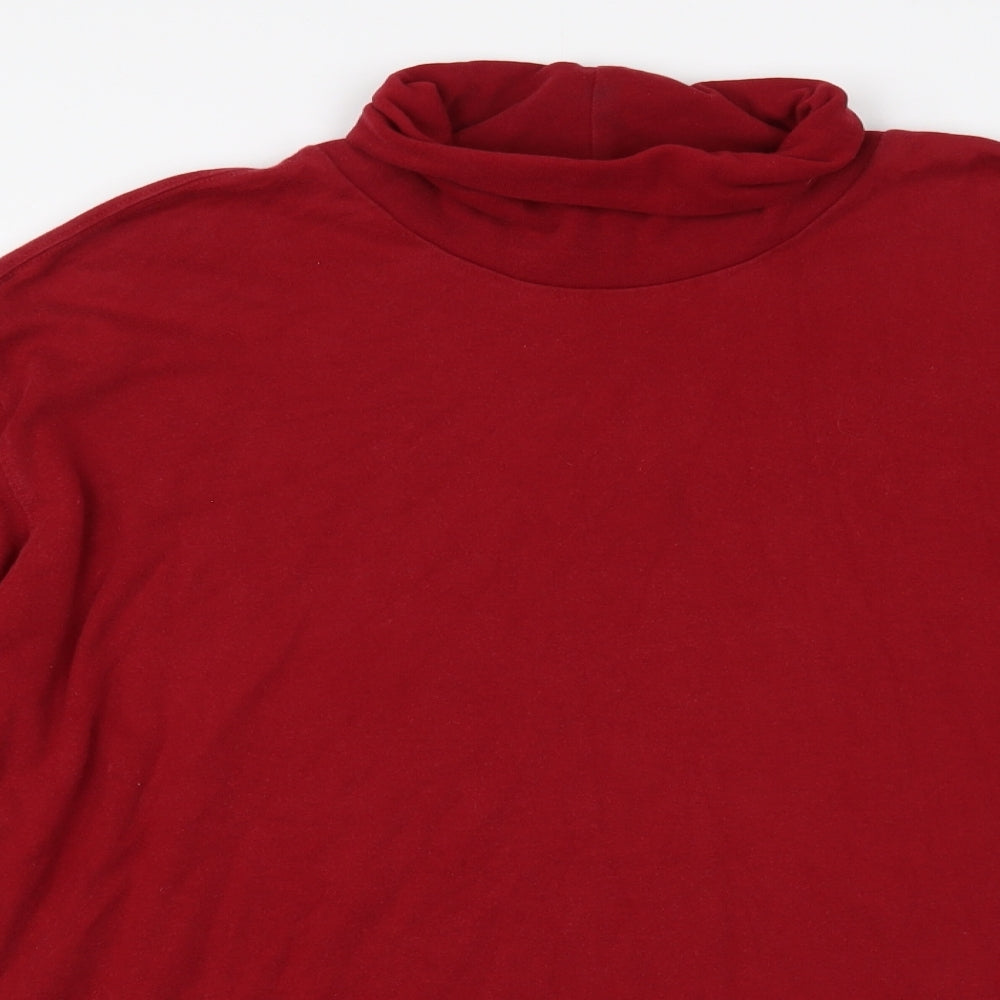Preworn Mens Red Cotton T-Shirt Size XL Roll Neck