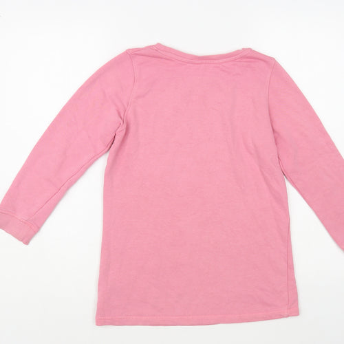 H&M Girls Pink Cotton Tunic Sweatshirt Size 7-8 Years Pullover - Unicorn