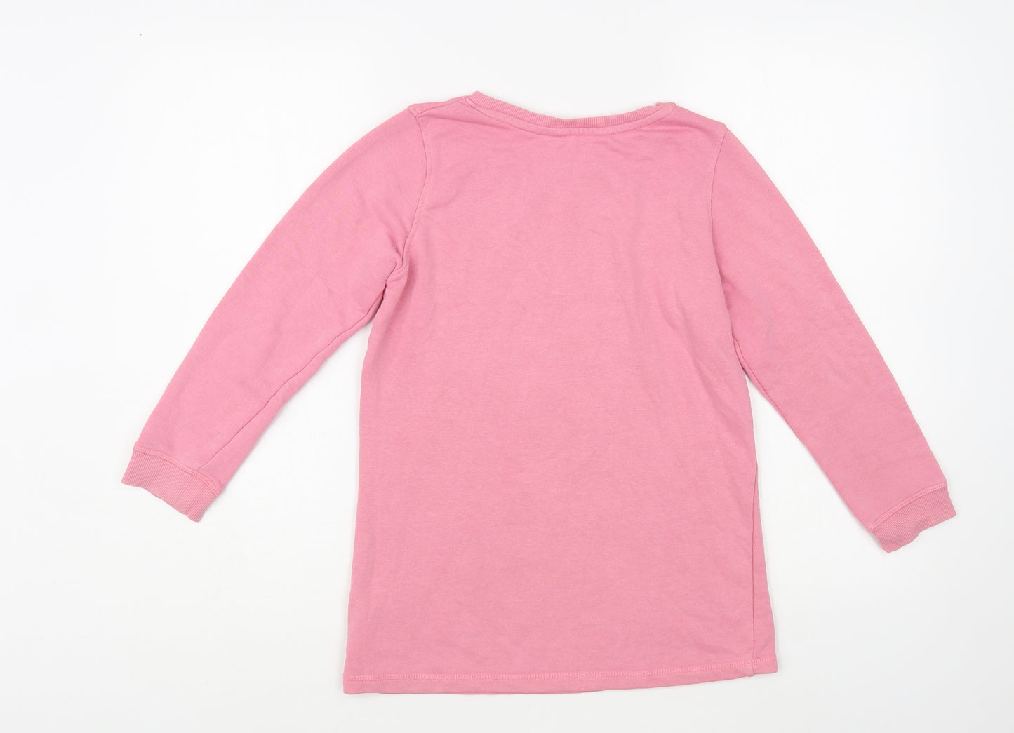 H&M Girls Pink Cotton Tunic Sweatshirt Size 7-8 Years Pullover - Unicorn