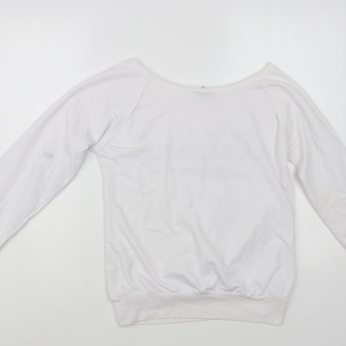 Vintage Girl Womens White Cotton Pullover Sweatshirt Size S Pullover - Hollywood
