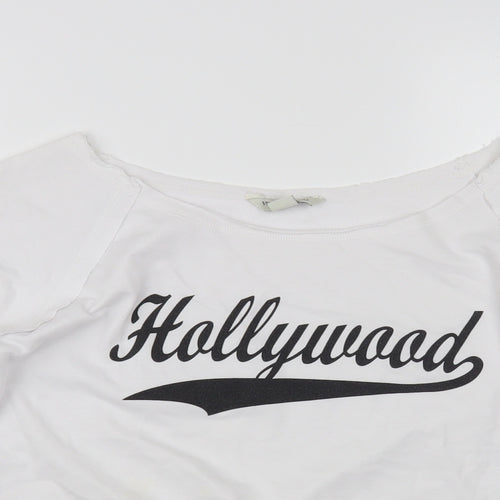 Vintage Girl Womens White Cotton Pullover Sweatshirt Size S Pullover - Hollywood