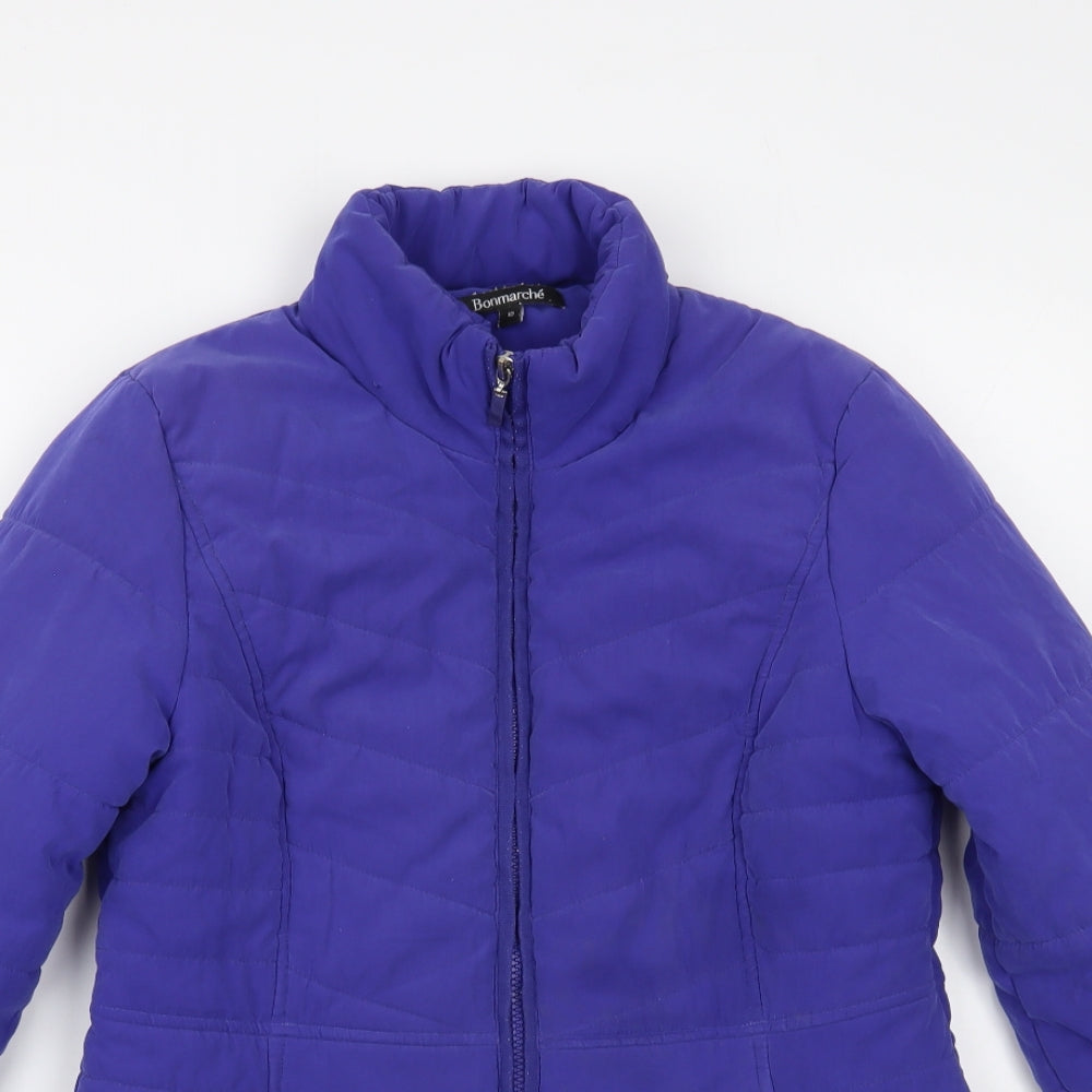 Bonmarché Womens Purple Quilted Jacket Size 10 Zip
