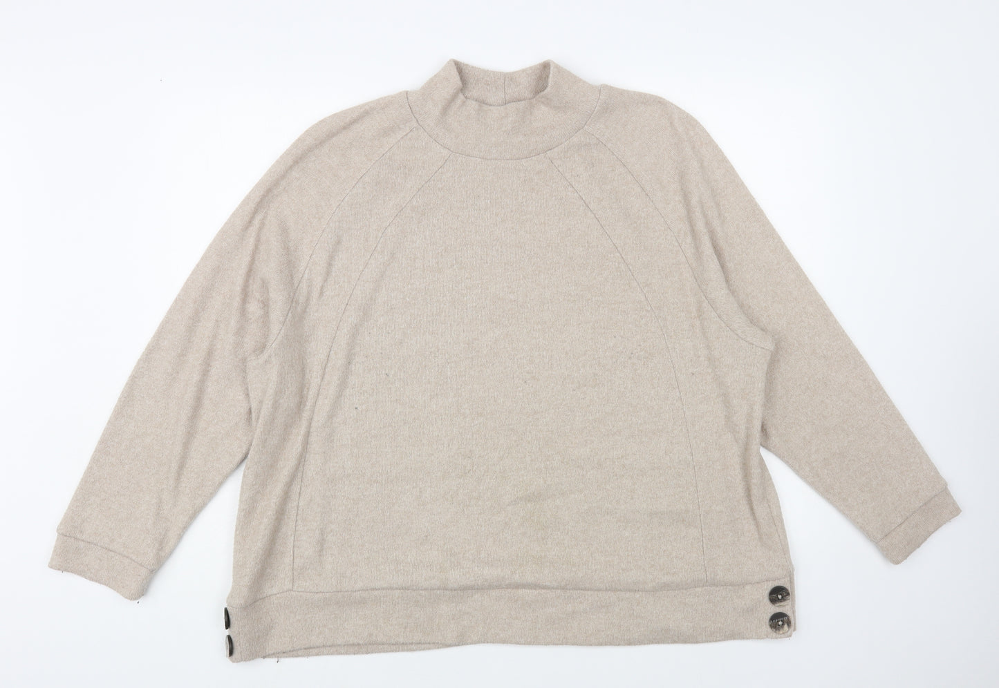 Nutmeg Womens Beige Mock Neck Polyester Pullover Jumper Size 20