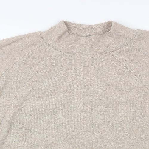 Nutmeg Womens Beige Mock Neck Polyester Pullover Jumper Size 20