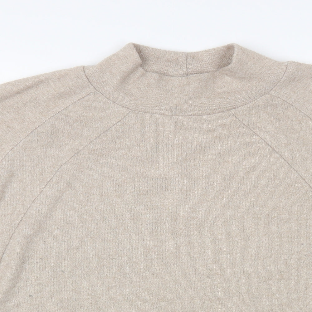 Nutmeg Womens Beige Mock Neck Polyester Pullover Jumper Size 20