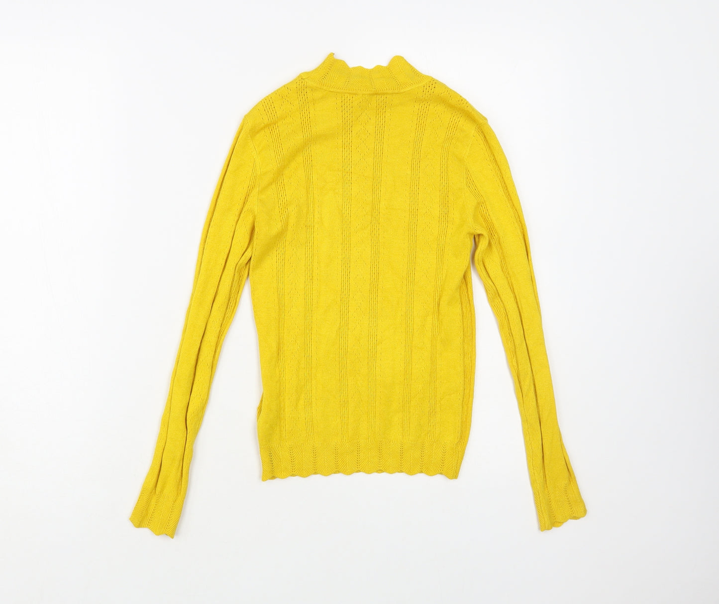 Miss Selfridge Womens Yellow Mock Neck Viscose Pullover Jumper Size 8