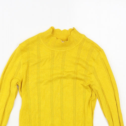 Miss Selfridge Womens Yellow Mock Neck Viscose Pullover Jumper Size 8