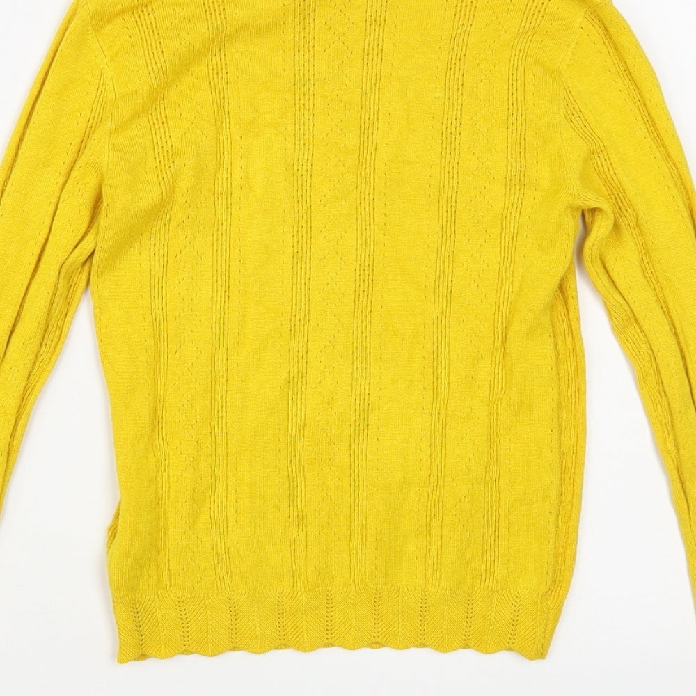 Miss Selfridge Womens Yellow Mock Neck Viscose Pullover Jumper Size 8
