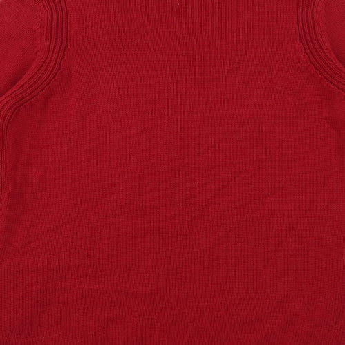 Marks and Spencer Womens Red V-Neck Cotton Pullover Jumper Size 10