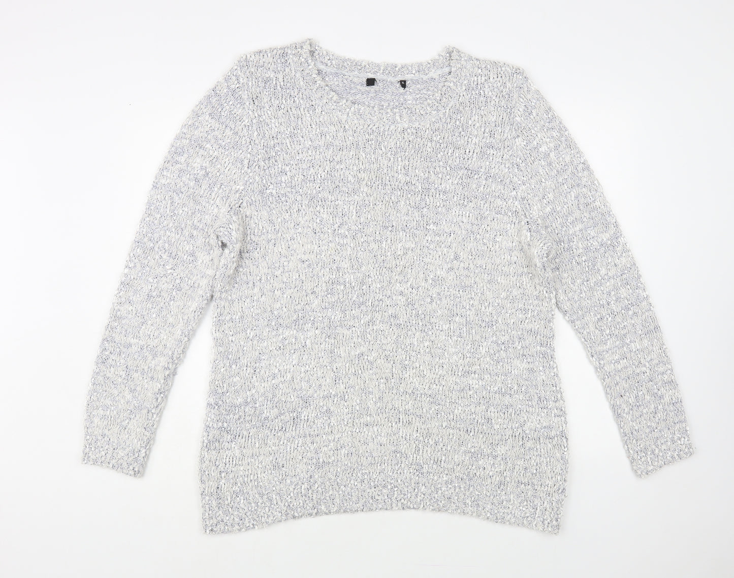 Preworn Womens Grey Boat Neck Nylon Pullover Jumper Size XL