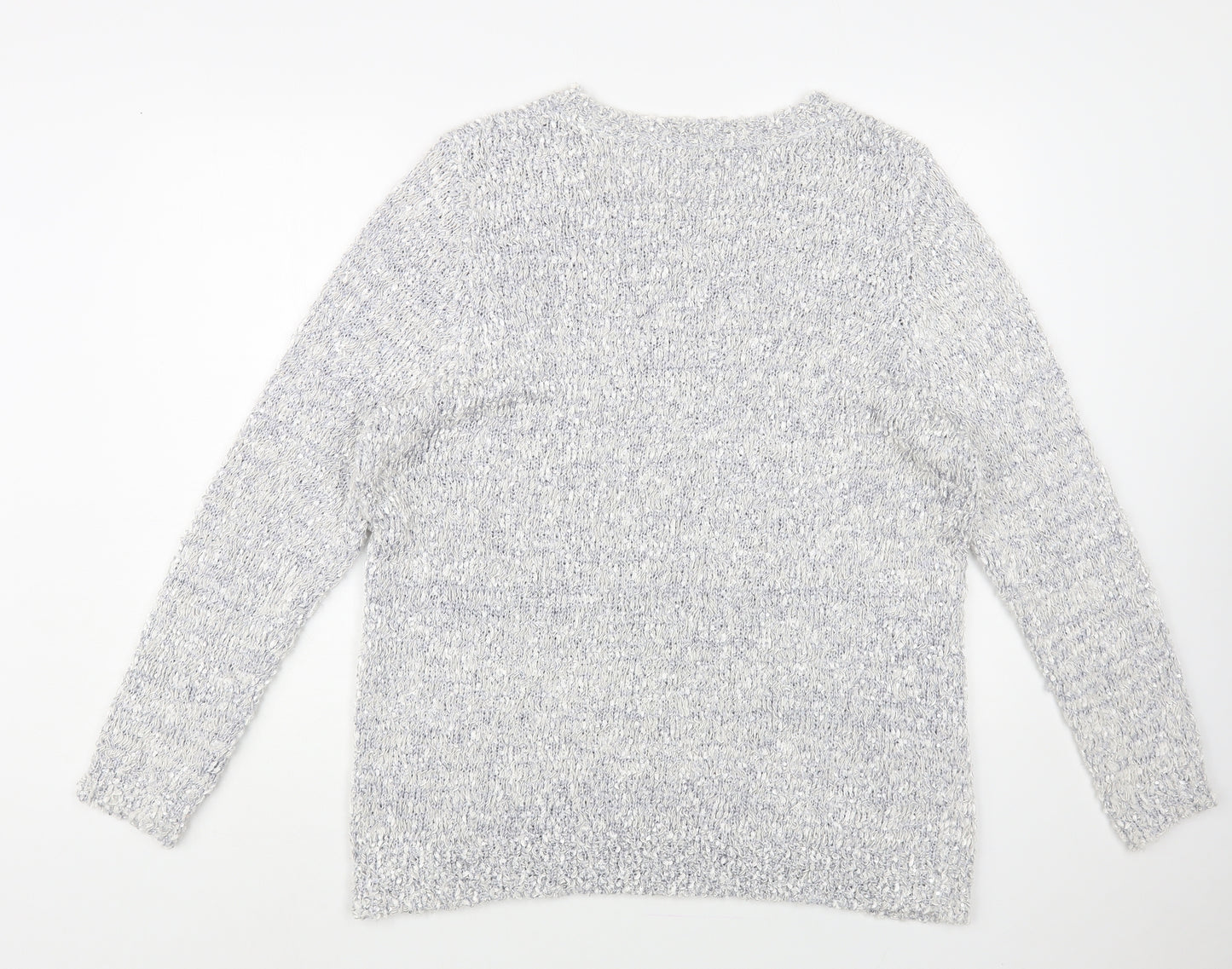 Preworn Womens Grey Boat Neck Nylon Pullover Jumper Size XL