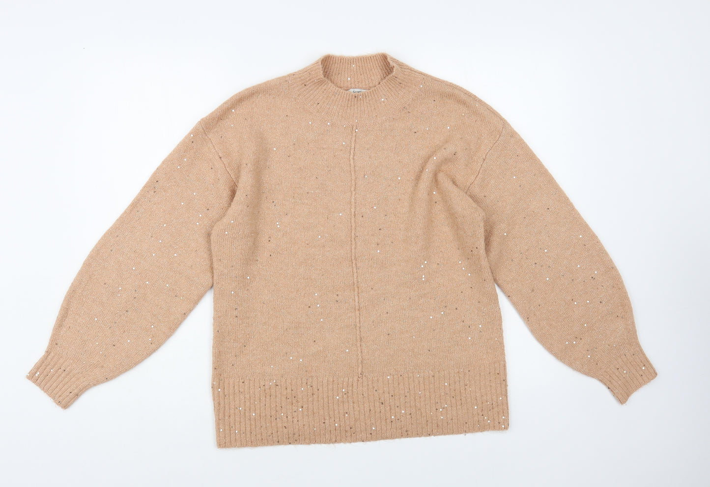 George Womens Pink Mock Neck Acrylic Pullover Jumper Size S