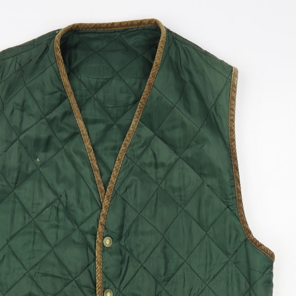 The Great Outdoors Womens Green Quilted Waistcoat Size L Button