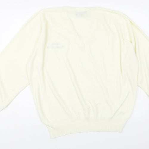Balmoral Womens Ivory V-Neck Acrylic Pullover Jumper Size L