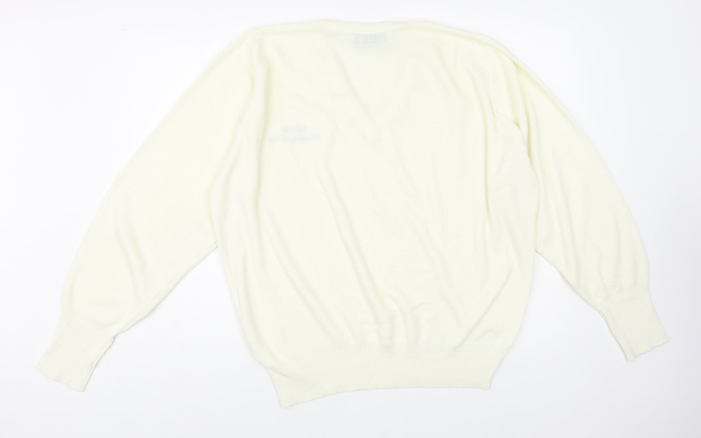 Balmoral Womens Ivory V-Neck Acrylic Pullover Jumper Size L