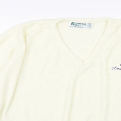 Balmoral Womens Ivory V-Neck Acrylic Pullover Jumper Size L