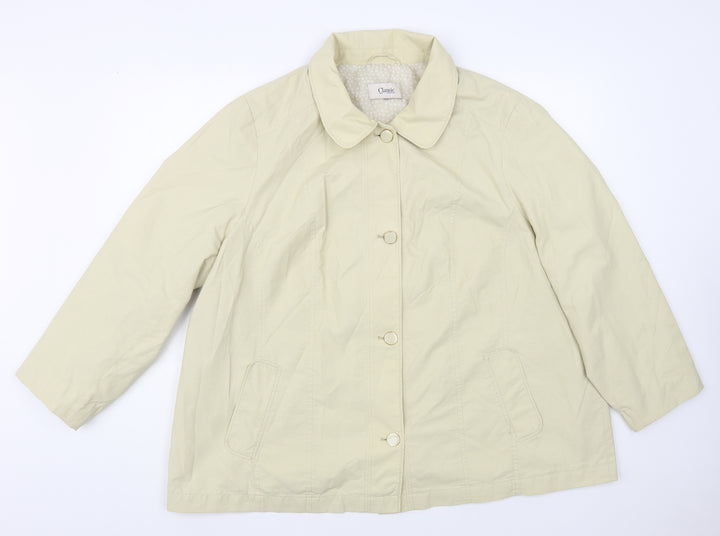 Classic Womens Beige Pea Coat Coat Size L Button