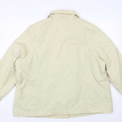 Classic Womens Beige Pea Coat Coat Size L Button