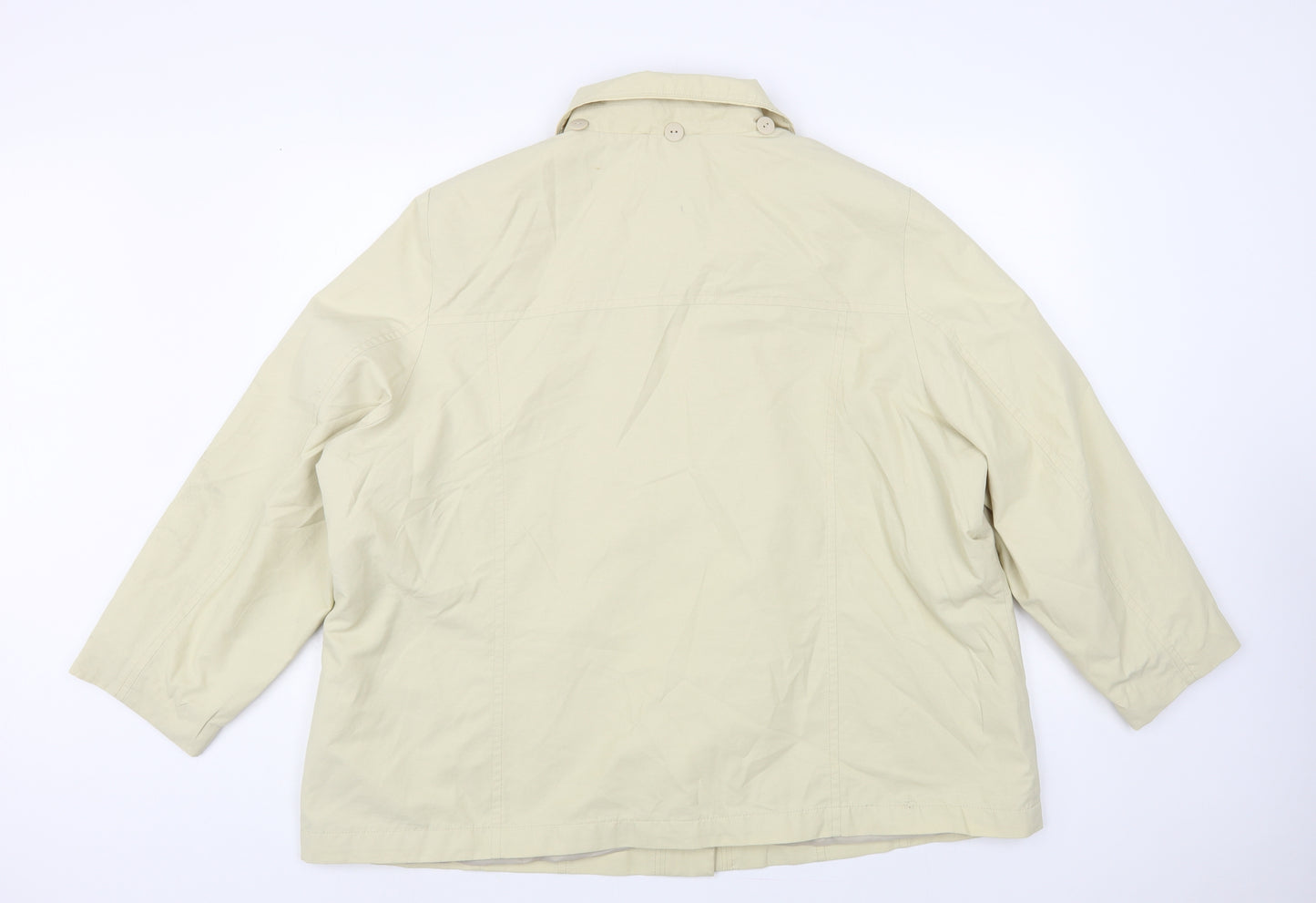 Classic Womens Beige Pea Coat Coat Size L Button