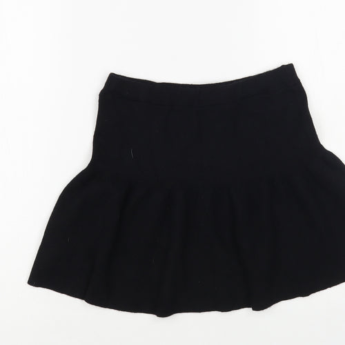 Preworn Girls Black Viscose A-Line Skirt Size 9-10 Years Regular
