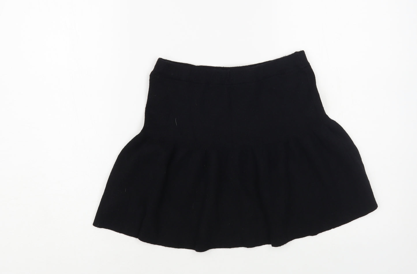 Preworn Girls Black Viscose A-Line Skirt Size 9-10 Years Regular