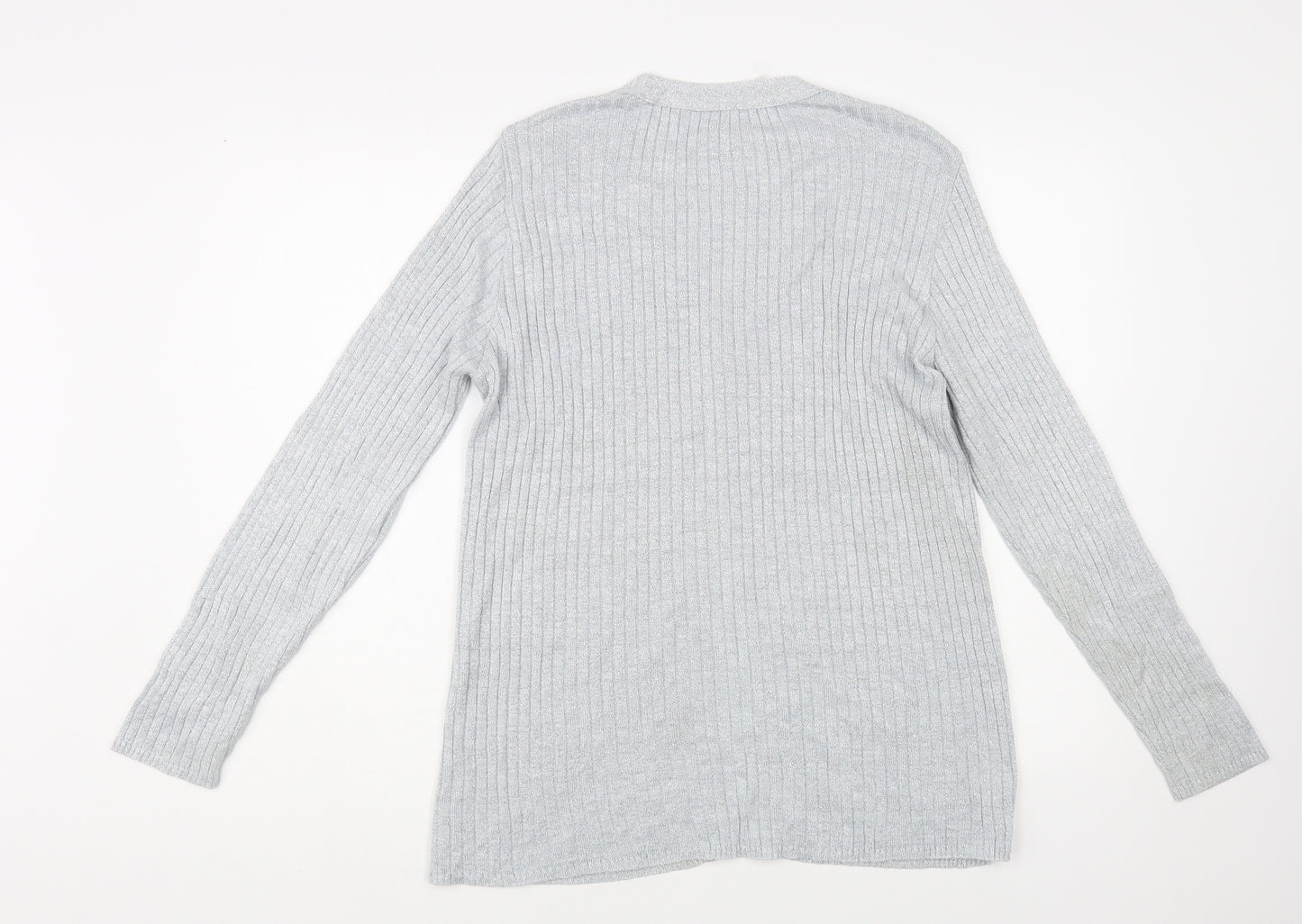 Mackays Womens Silver V-Neck Viscose Cardigan Jumper Size 18