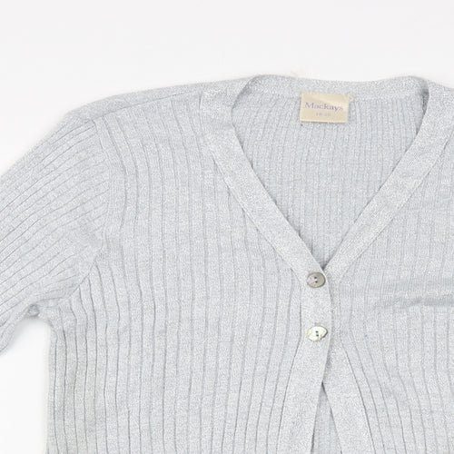 Mackays Womens Silver V-Neck Viscose Cardigan Jumper Size 18