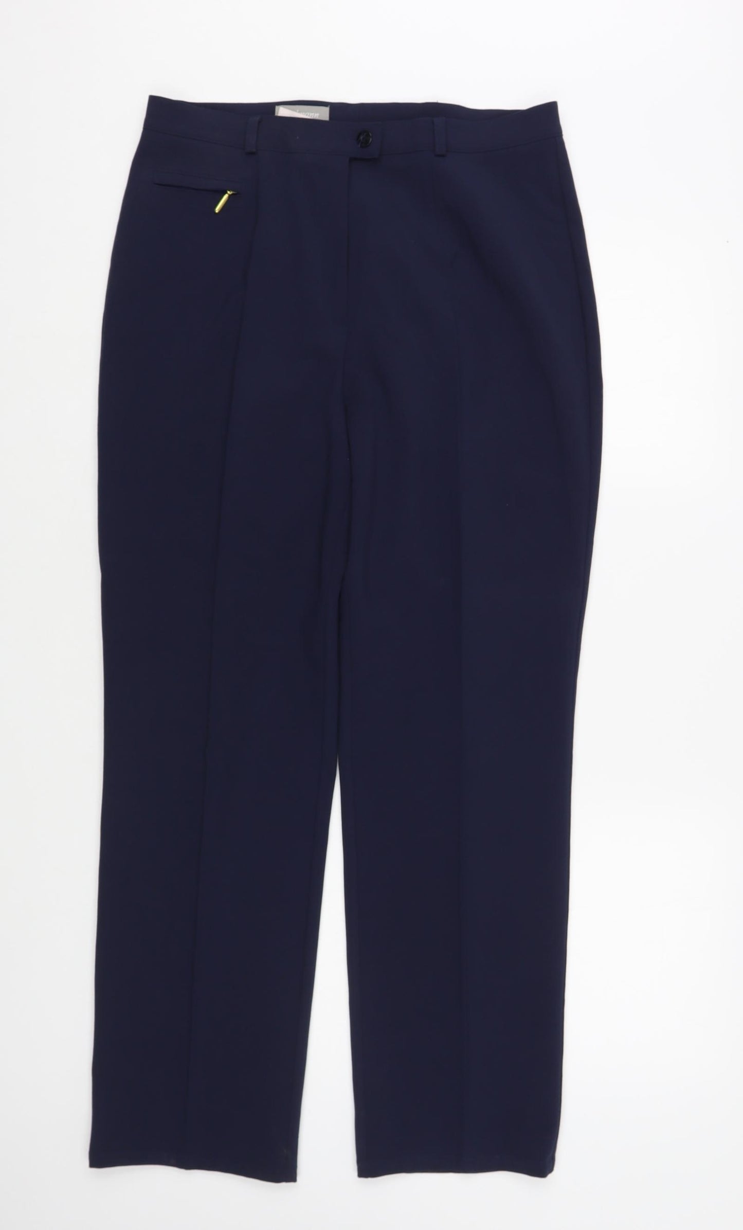Steilmann Womens Blue Polyester Trousers Size 14 L29 in Regular Button
