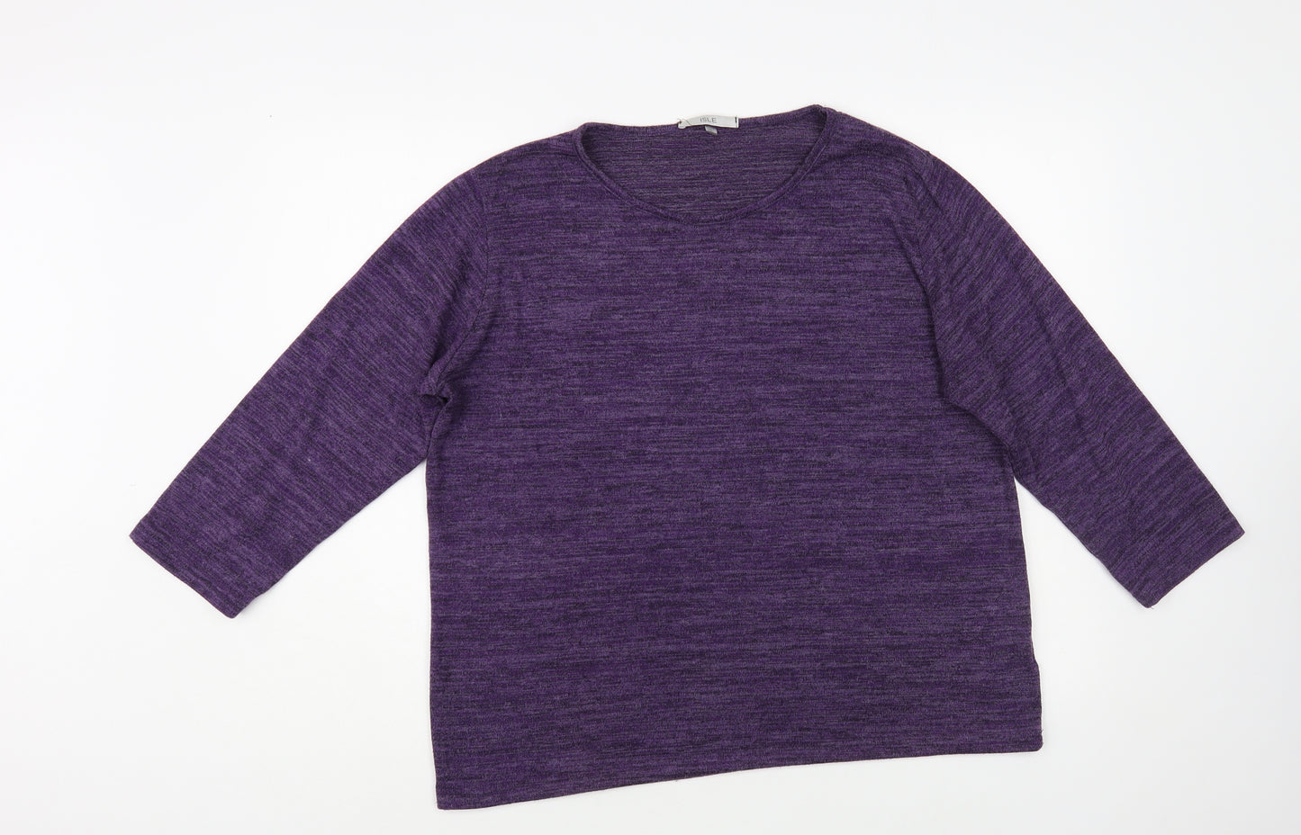 Isle Womens Purple Round Neck Polyester Pullover Jumper Size L