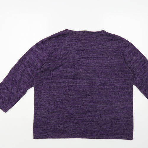 Isle Womens Purple Round Neck Polyester Pullover Jumper Size L