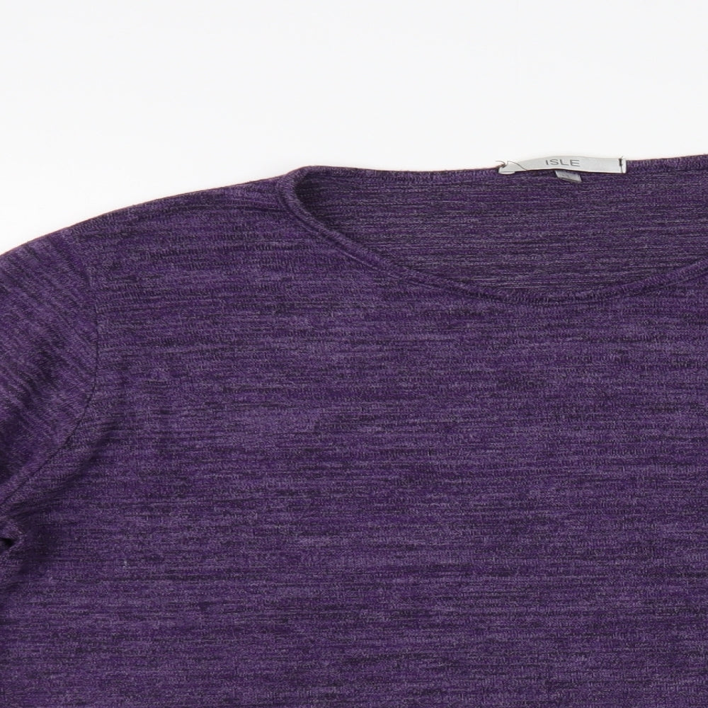 Isle Womens Purple Round Neck Polyester Pullover Jumper Size L
