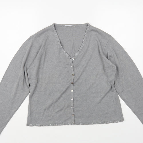 Preworn Womens Grey V-Neck Viscose Cardigan Jumper Size M