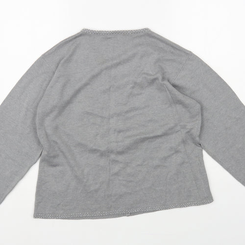 Preworn Womens Grey V-Neck Viscose Cardigan Jumper Size M
