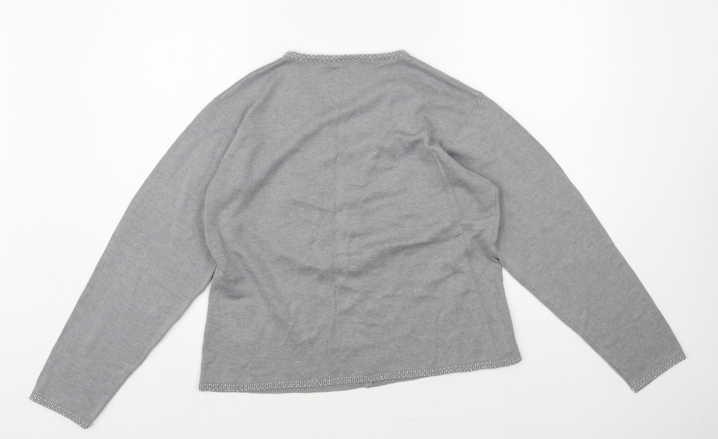 Preworn Womens Grey V-Neck Viscose Cardigan Jumper Size M