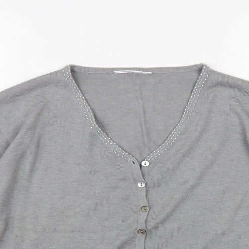 Preworn Womens Grey V-Neck Viscose Cardigan Jumper Size M
