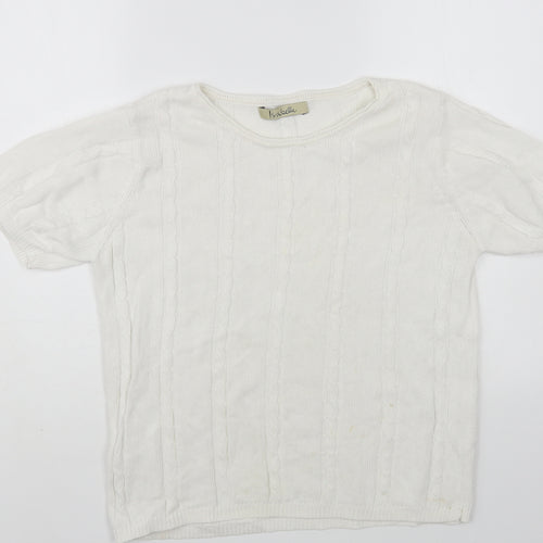 IsaBELLE Womens White Crew Neck Cotton Pullover Jumper Size M