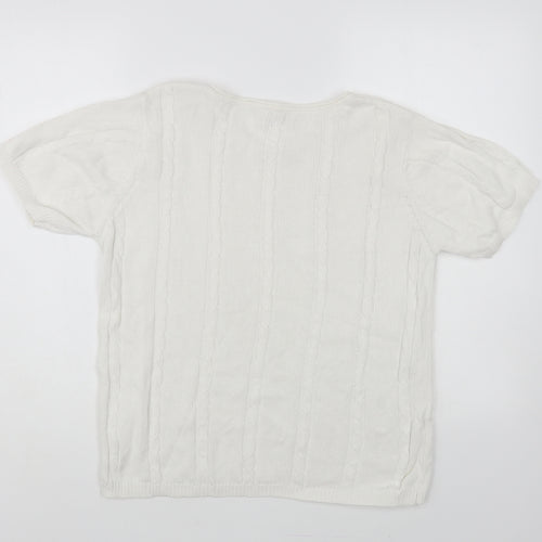 IsaBELLE Womens White Crew Neck Cotton Pullover Jumper Size M