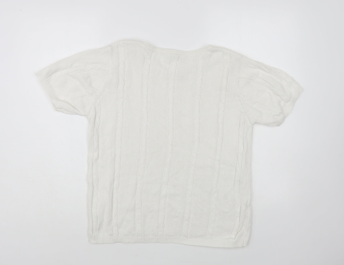 IsaBELLE Womens White Crew Neck Cotton Pullover Jumper Size M