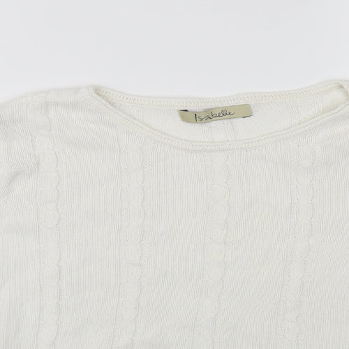 IsaBELLE Womens White Crew Neck Cotton Pullover Jumper Size M