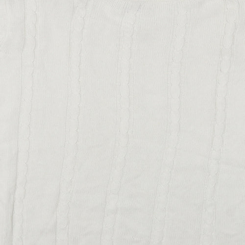 IsaBELLE Womens White Crew Neck Cotton Pullover Jumper Size M