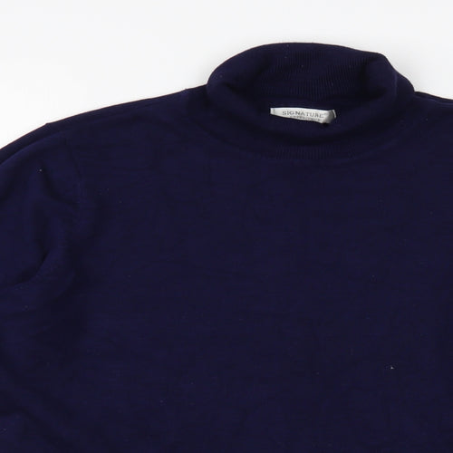 Signature Experience Womens Blue Roll Neck Viscose Pullover Jumper Size XL
