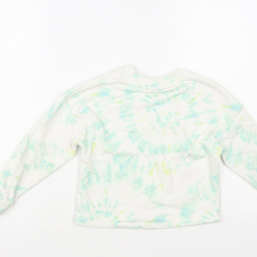 TU Girls White Geometric Cotton Pullover Sweatshirt Size 6 Years Pullover - Tie-Dye