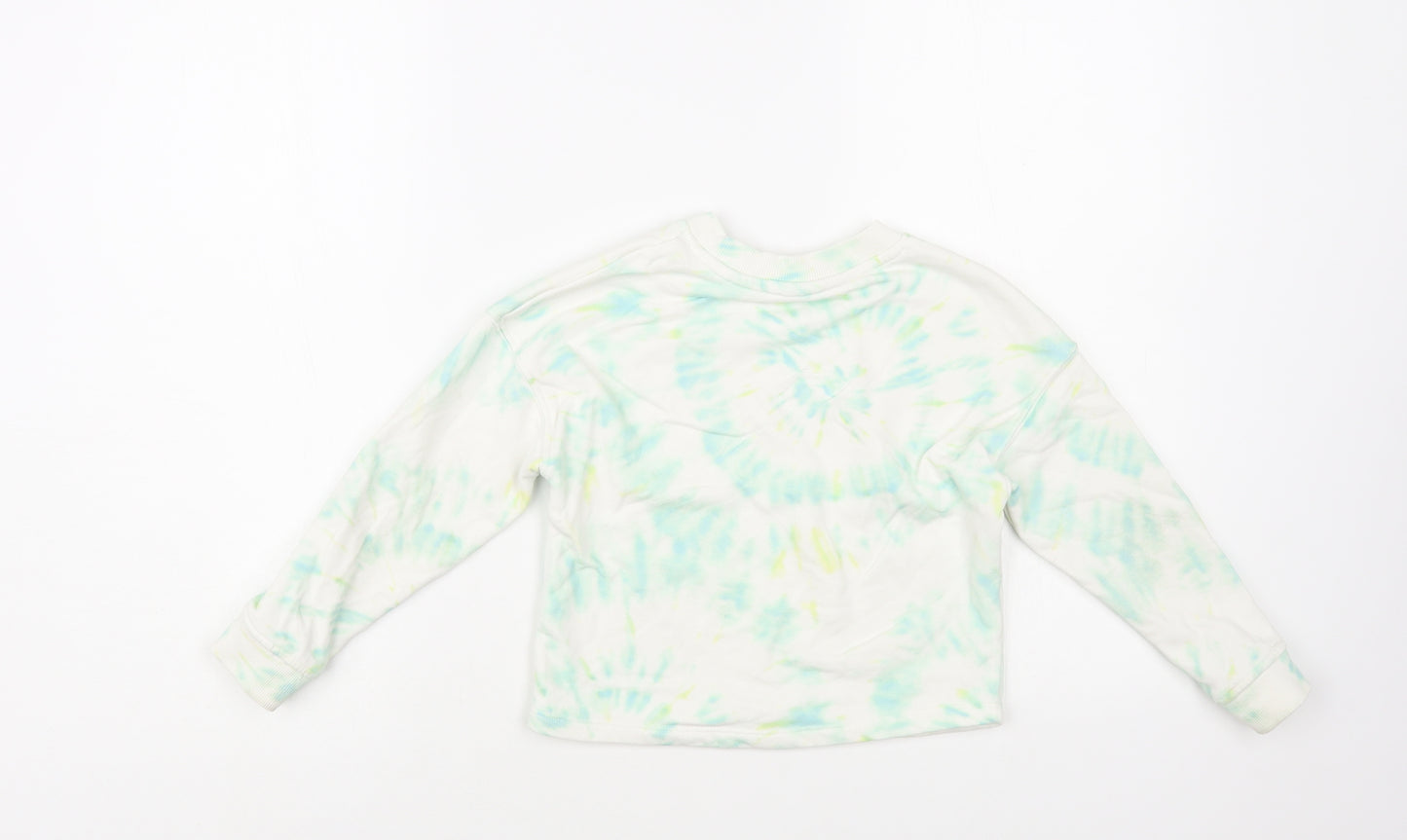 TU Girls White Geometric Cotton Pullover Sweatshirt Size 6 Years Pullover - Tie-Dye