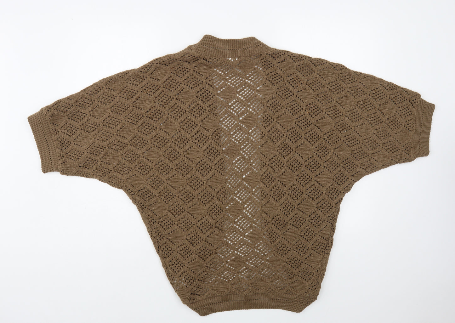 New Look Womens Brown V-Neck Acrylic Cardigan Jumper Size L