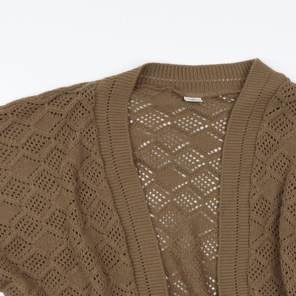 New Look Womens Brown V-Neck Acrylic Cardigan Jumper Size L